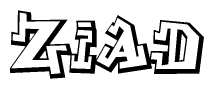 The clipart image features a stylized text in a graffiti font that reads Ziad.