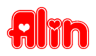 The image displays the word Alin written in a stylized red font with hearts inside the letters.