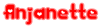 The image displays the word Anjanette written in a stylized red font with hearts inside the letters.