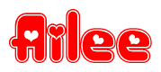 The image displays the word Ailee written in a stylized red font with hearts inside the letters.