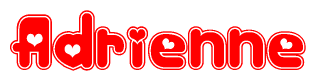The image displays the word Adrienne written in a stylized red font with hearts inside the letters.