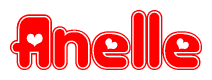 The image displays the word Anelle written in a stylized red font with hearts inside the letters.