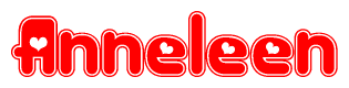 The image displays the word Anneleen written in a stylized red font with hearts inside the letters.