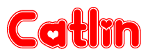 The image displays the word Catlin written in a stylized red font with hearts inside the letters.