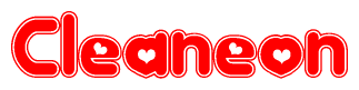 The image displays the word Cleaneon written in a stylized red font with hearts inside the letters.