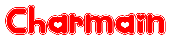 The image displays the word Charmain written in a stylized red font with hearts inside the letters.