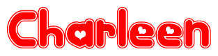 The image displays the word Charleen written in a stylized red font with hearts inside the letters.