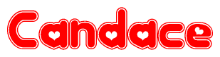 The image displays the word Candace written in a stylized red font with hearts inside the letters.