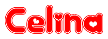 The image displays the word Celina written in a stylized red font with hearts inside the letters.