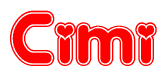 The image displays the word Cimi written in a stylized red font with hearts inside the letters.