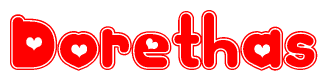 The image displays the word Dorethas written in a stylized red font with hearts inside the letters.