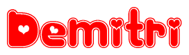 The image displays the word Demitri written in a stylized red font with hearts inside the letters.