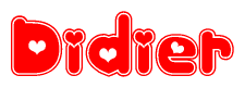 The image displays the word Didier written in a stylized red font with hearts inside the letters.