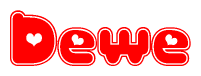 Red and White Dewe Word with Heart Design