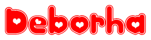 The image displays the word Deborha written in a stylized red font with hearts inside the letters.