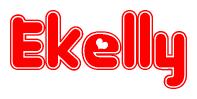 The image is a clipart featuring the word Ekelly written in a stylized font with a heart shape replacing inserted into the center of each letter. The color scheme of the text and hearts is red with a light outline.
