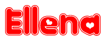 The image displays the word Ellena written in a stylized red font with hearts inside the letters.