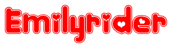The image displays the word Emilyrider written in a stylized red font with hearts inside the letters.