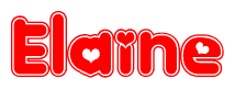 The image displays the word Elaine written in a stylized red font with hearts inside the letters.