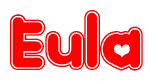 The image displays the word Eula written in a stylized red font with hearts inside the letters.