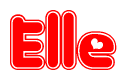 The image displays the word Elle written in a stylized red font with hearts inside the letters.