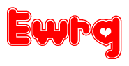 The image displays the word Ewrq written in a stylized red font with hearts inside the letters.