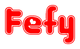 The image displays the word Fefy written in a stylized red font with hearts inside the letters.