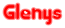 The image is a clipart featuring the word Glenys written in a stylized font with a heart shape replacing inserted into the center of each letter. The color scheme of the text and hearts is red with a light outline.