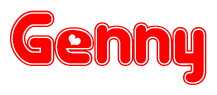 The image displays the word Genny written in a stylized red font with hearts inside the letters.