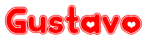 The image displays the word Gustavo written in a stylized red font with hearts inside the letters.