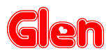 The image displays the word Glen written in a stylized red font with hearts inside the letters.