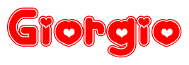 The image displays the word Giorgio written in a stylized red font with hearts inside the letters.