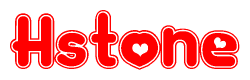 The image displays the word Hstone written in a stylized red font with hearts inside the letters.