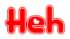 The image is a clipart featuring the word Heh written in a stylized font with a heart shape replacing inserted into the center of each letter. The color scheme of the text and hearts is red with a light outline.