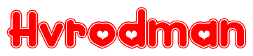 The image displays the word Hvrodman written in a stylized red font with hearts inside the letters.