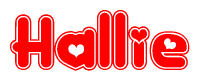 The image displays the word Hallie written in a stylized red font with hearts inside the letters.
