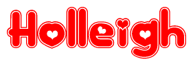 The image displays the word Holleigh written in a stylized red font with hearts inside the letters.