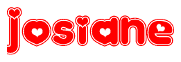 The image is a clipart featuring the word Josiane written in a stylized font with a heart shape replacing inserted into the center of each letter. The color scheme of the text and hearts is red with a light outline.