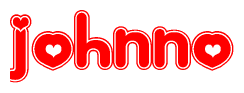 The image is a clipart featuring the word Johnno written in a stylized font with a heart shape replacing inserted into the center of each letter. The color scheme of the text and hearts is red with a light outline.