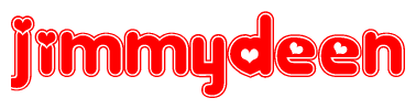 The image displays the word Jimmydeen written in a stylized red font with hearts inside the letters.