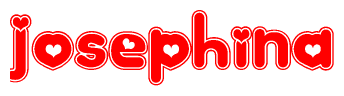 The image displays the word Josephina written in a stylized red font with hearts inside the letters.