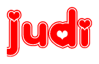   The image displays the word Judi written in a stylized red font with hearts inside the letters. 