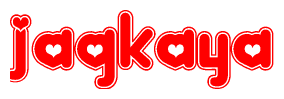 The image displays the word Jaqkaya written in a stylized red font with hearts inside the letters.