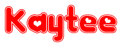 The image displays the word Kaytee written in a stylized red font with hearts inside the letters.
