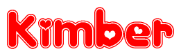 The image displays the word Kimber written in a stylized red font with hearts inside the letters.