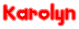 The image displays the word Karolyn written in a stylized red font with hearts inside the letters.