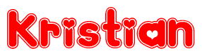 The image displays the word Kristian written in a stylized red font with hearts inside the letters.
