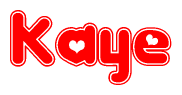 The image displays the word Kaye written in a stylized red font with hearts inside the letters.