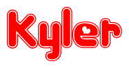 The image is a clipart featuring the word Kyler written in a stylized font with a heart shape replacing inserted into the center of each letter. The color scheme of the text and hearts is red with a light outline.