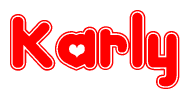 The image displays the word Karly written in a stylized red font with hearts inside the letters.